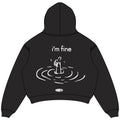 I'm Fine hoodie back design, padded on white square canvas