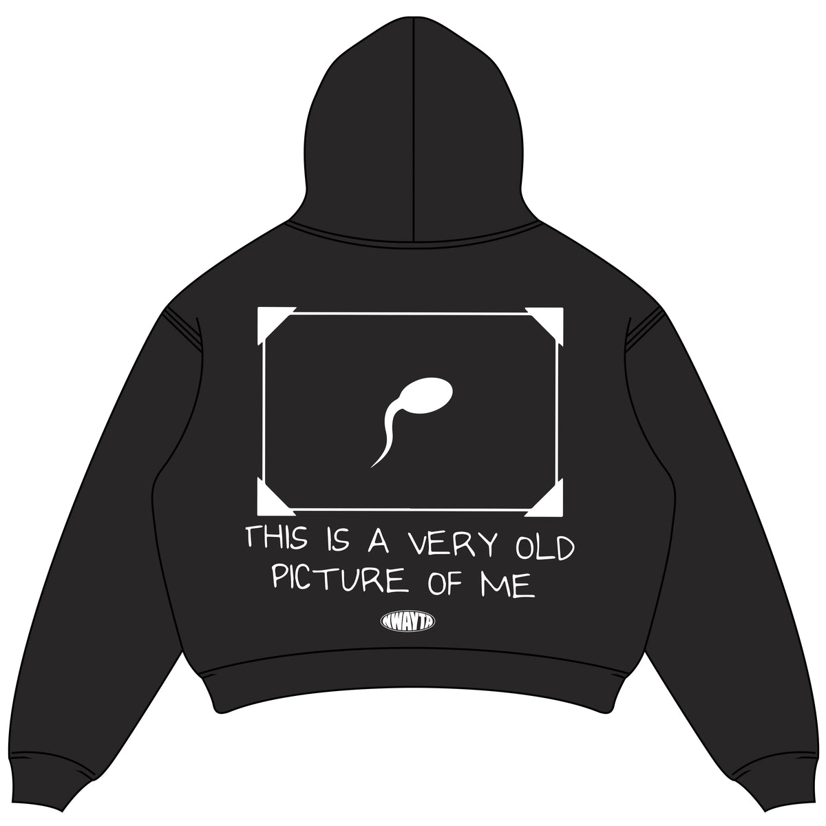 This Is A Very Old Picture Of Me hoodie back design, padded on white square canvas